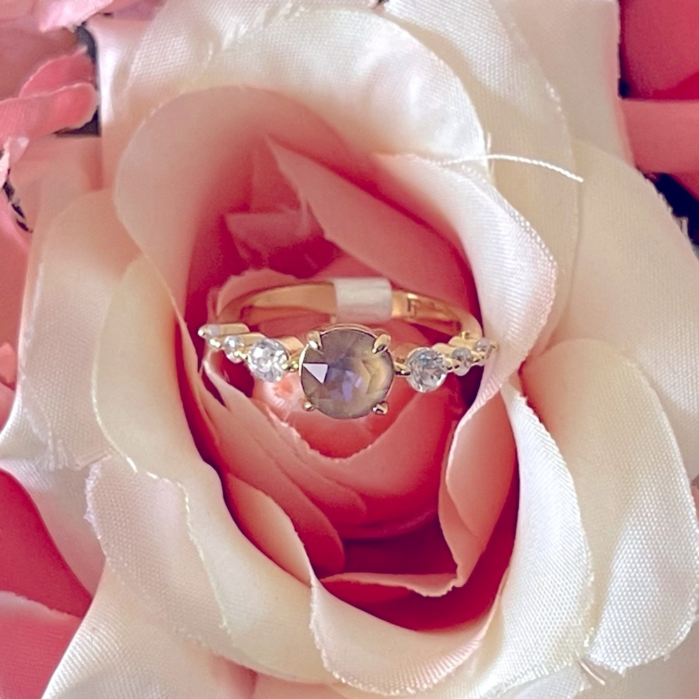 Elegant Gold and Silver Moonstone Women's Ring